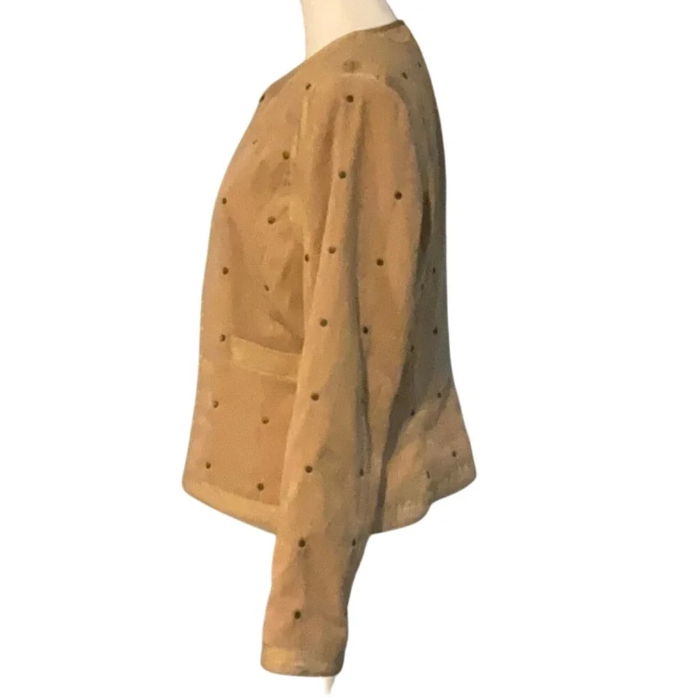 Doncaster Women's Quilted Faux Suede Gold Rivet‎ Studded Jacket zip up size 10